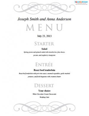 Free Printable Wedding Menu Templates