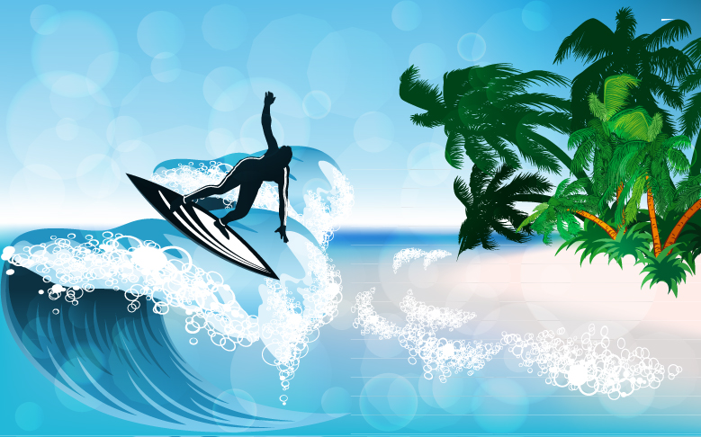 Free Vector Surf Board Beach