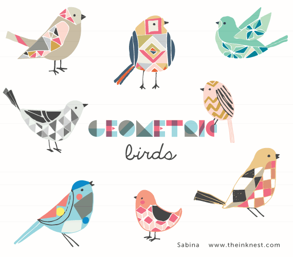 Geometric Clip Art Birds