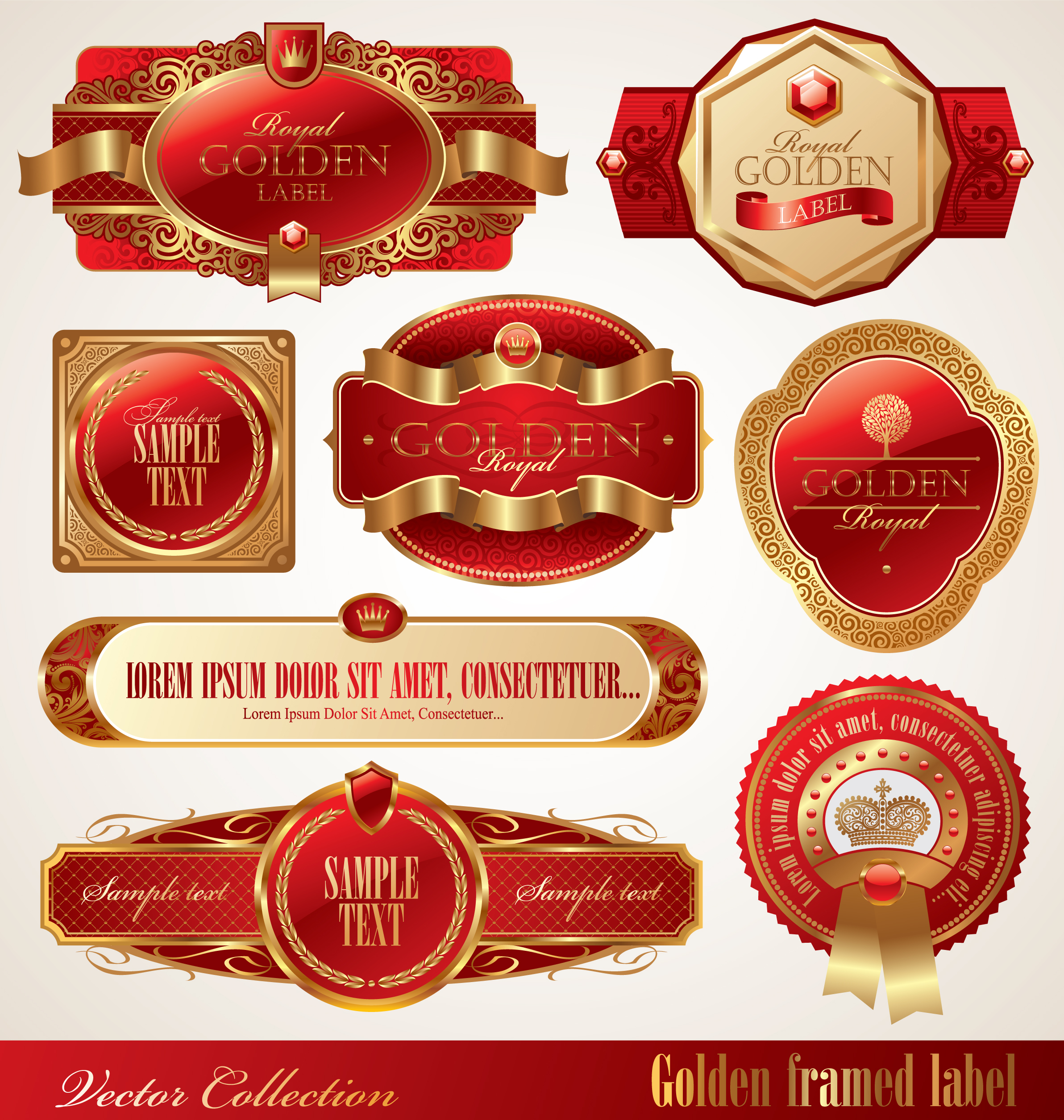 Gold Frame Labels Vector