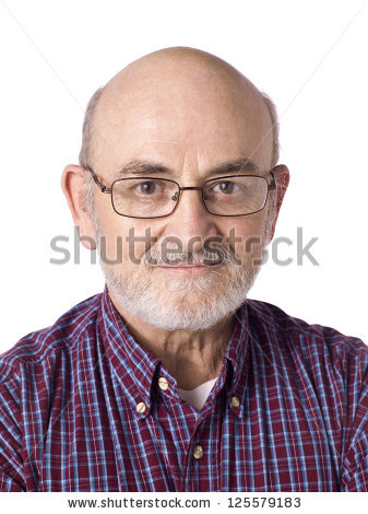 Image of Smiling Old Man Bald with Glasses