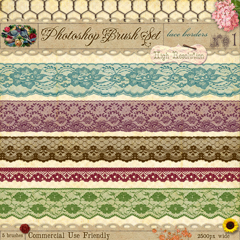 6 Lace Borders Photoshop Images