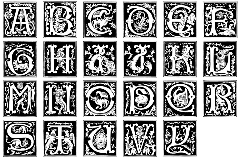 Medieval Font Alphabet Letters