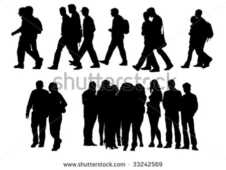 People Walking Silhouette