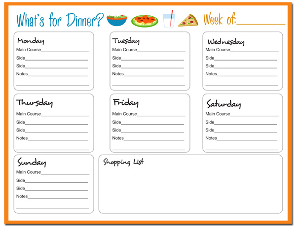 Printable Weekly Dinner Menu Planner Printable Weekly Dinner Menu Planner
