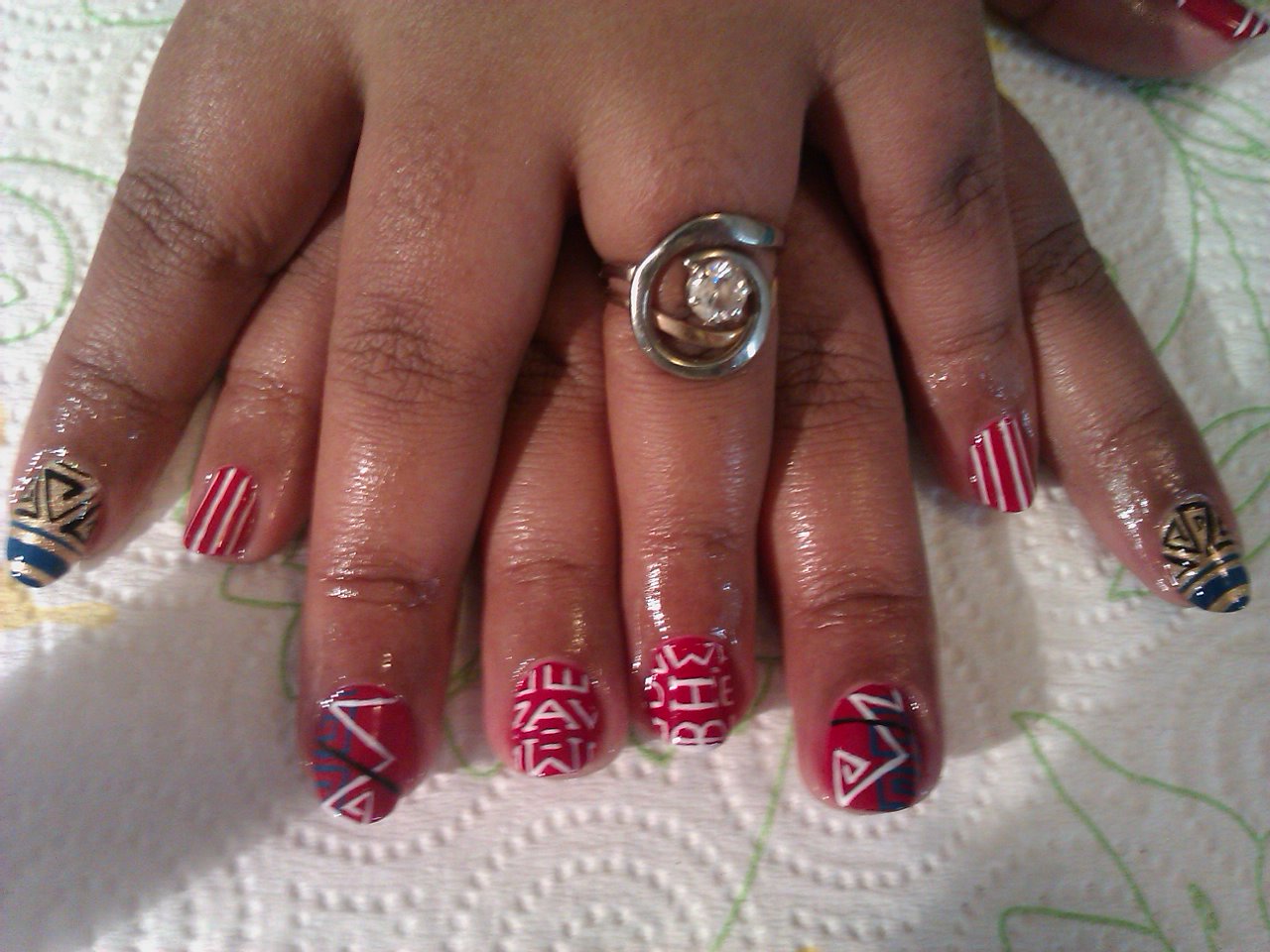Red White and Black Nail Design