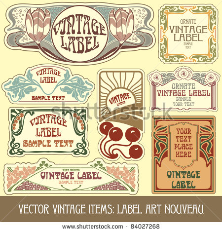 Vintage Label Vector Art Nouveau Items