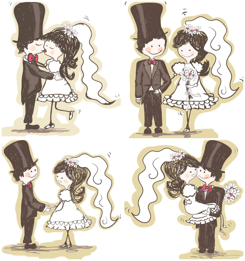 Wedding Bride and Groom Cartoon