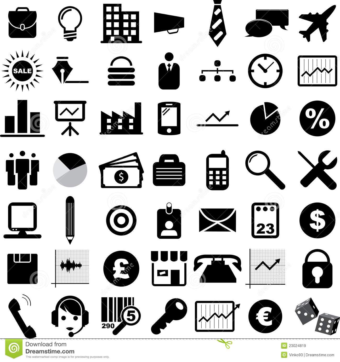 Black and White Business Icons Free