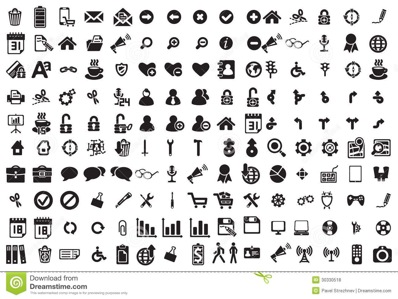 Black and White Business Icons Vector