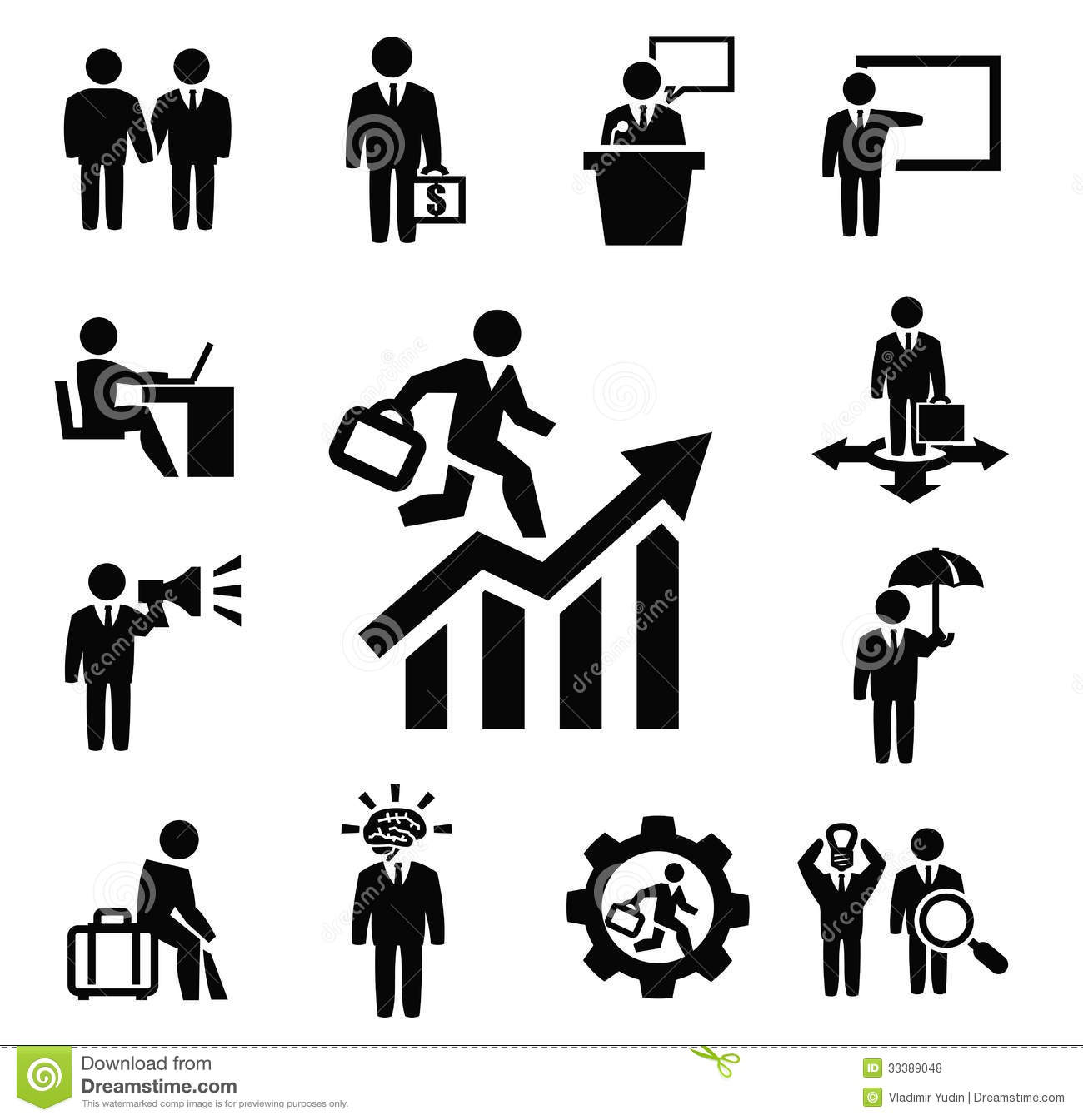 Black and White Business People Icons