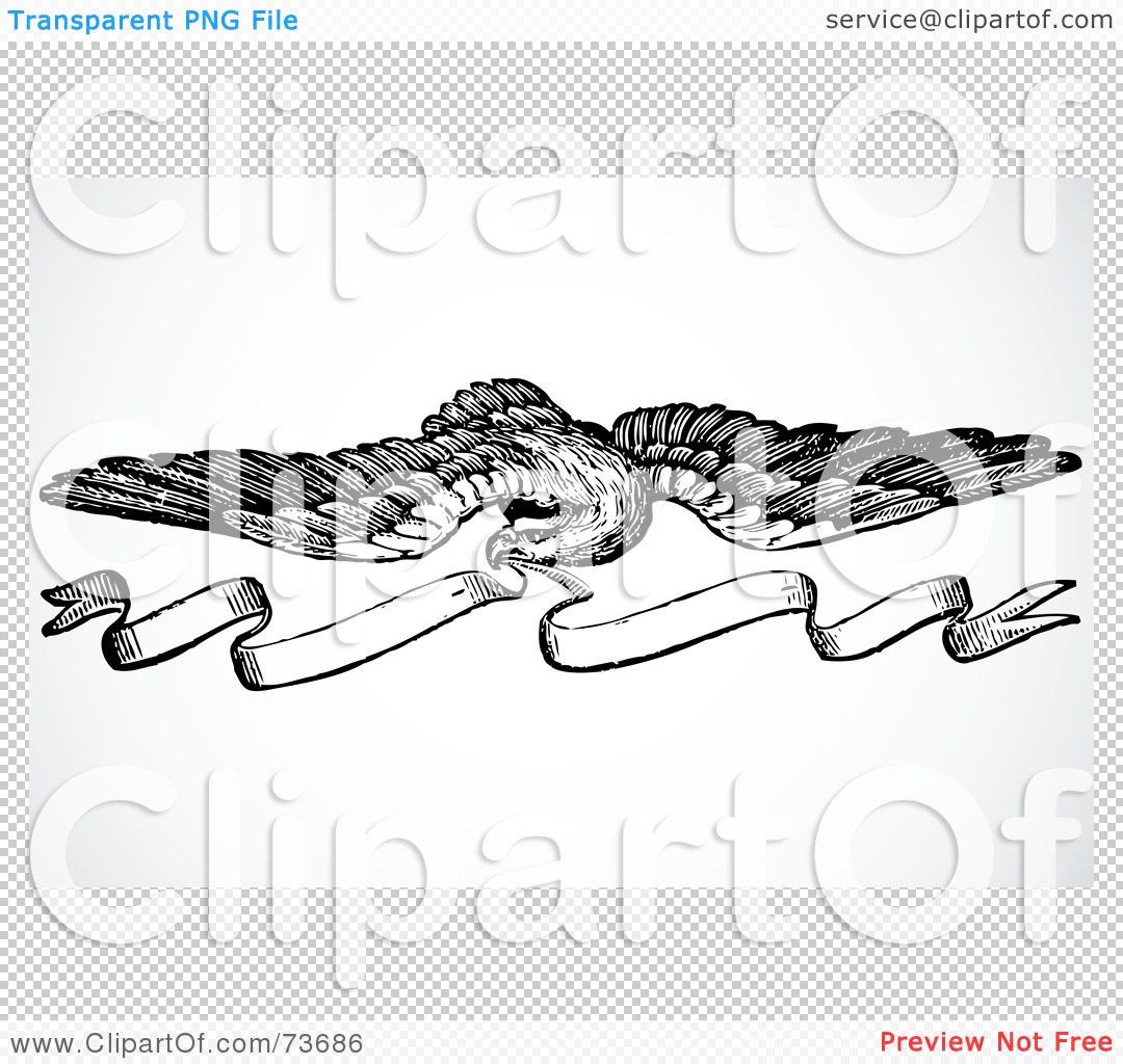 Black and White Eagle with Banner Black and White Eagle with Banner