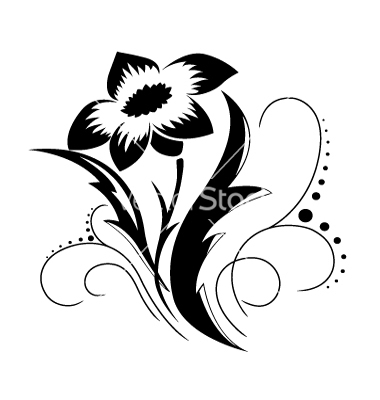 Black and White Flower Vector Art