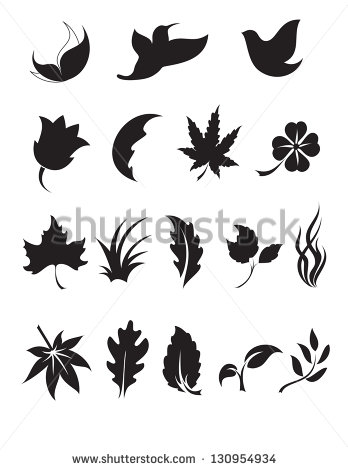 Black and White Leaf Icon Vector