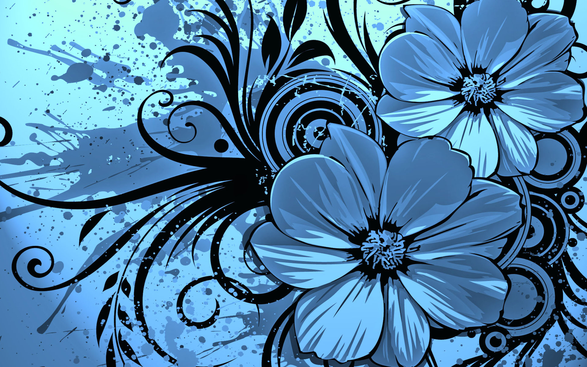 Blue and Black Flower Vector
