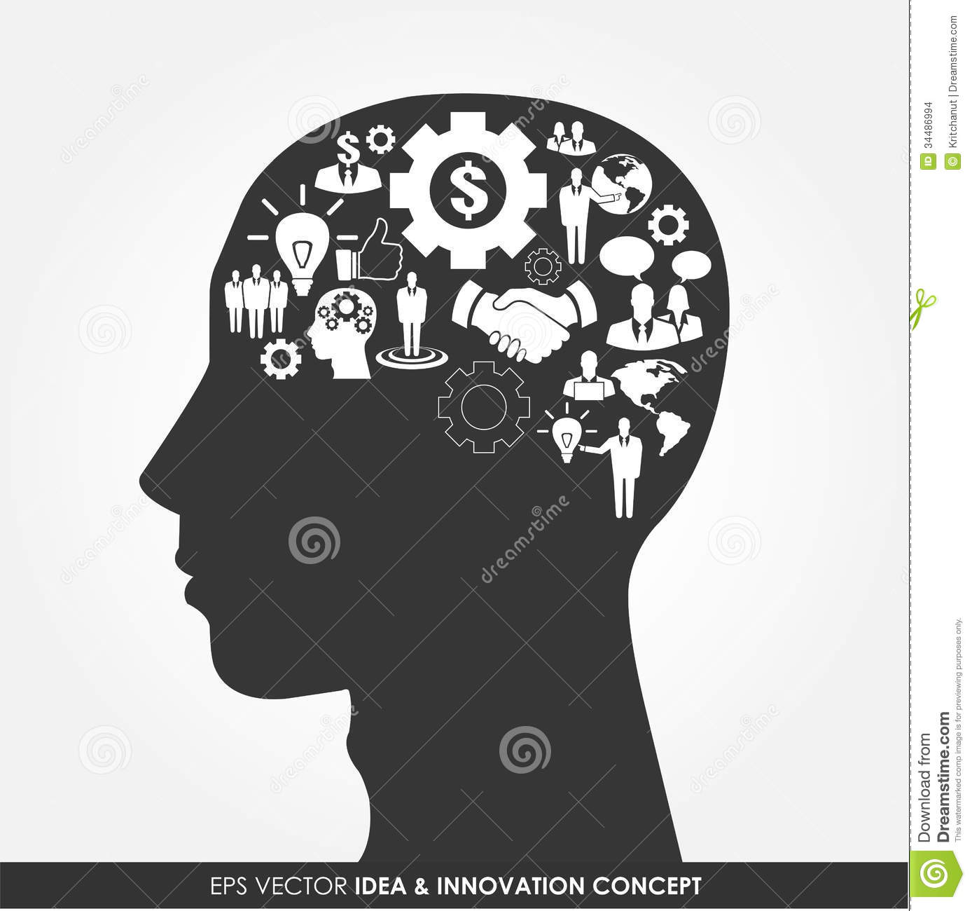 Brain Picture with Human Head Silhouette