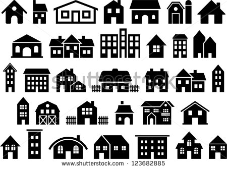 Buildings and House Vector Icons