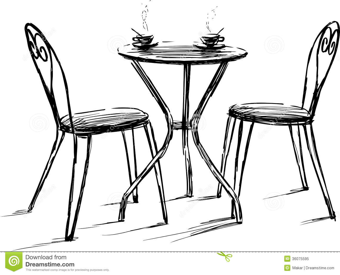 Cafe Table and Chair Sketch