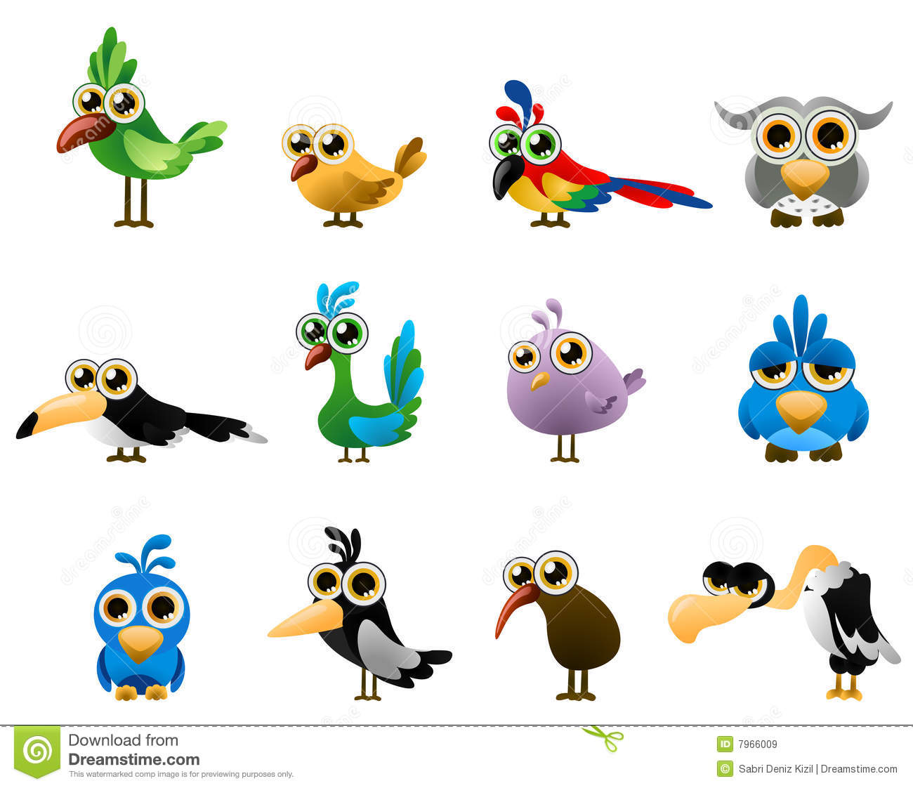 Cartoon Vector Bird Set
