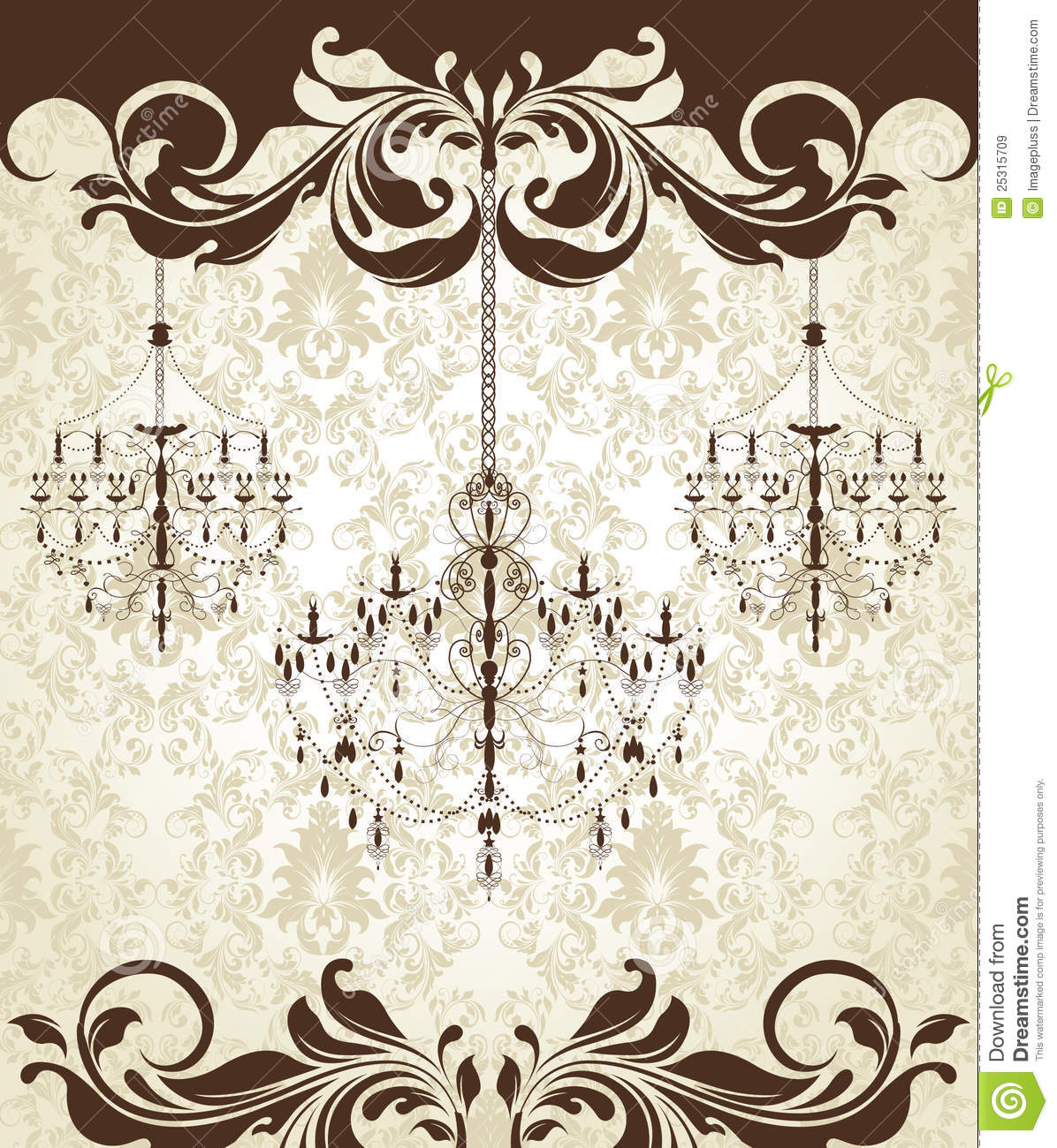 Chandelier Damask Invitation