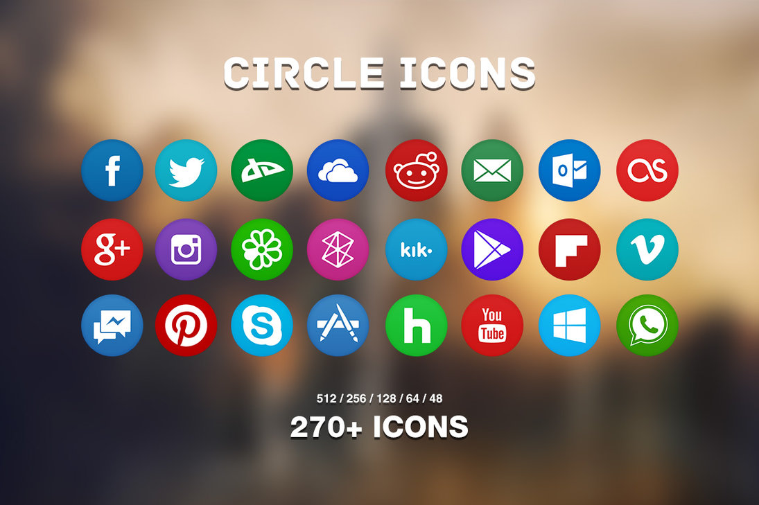 Circle Flat Social Media Icons