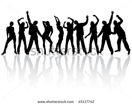 Dancing People Silhouettes Vector