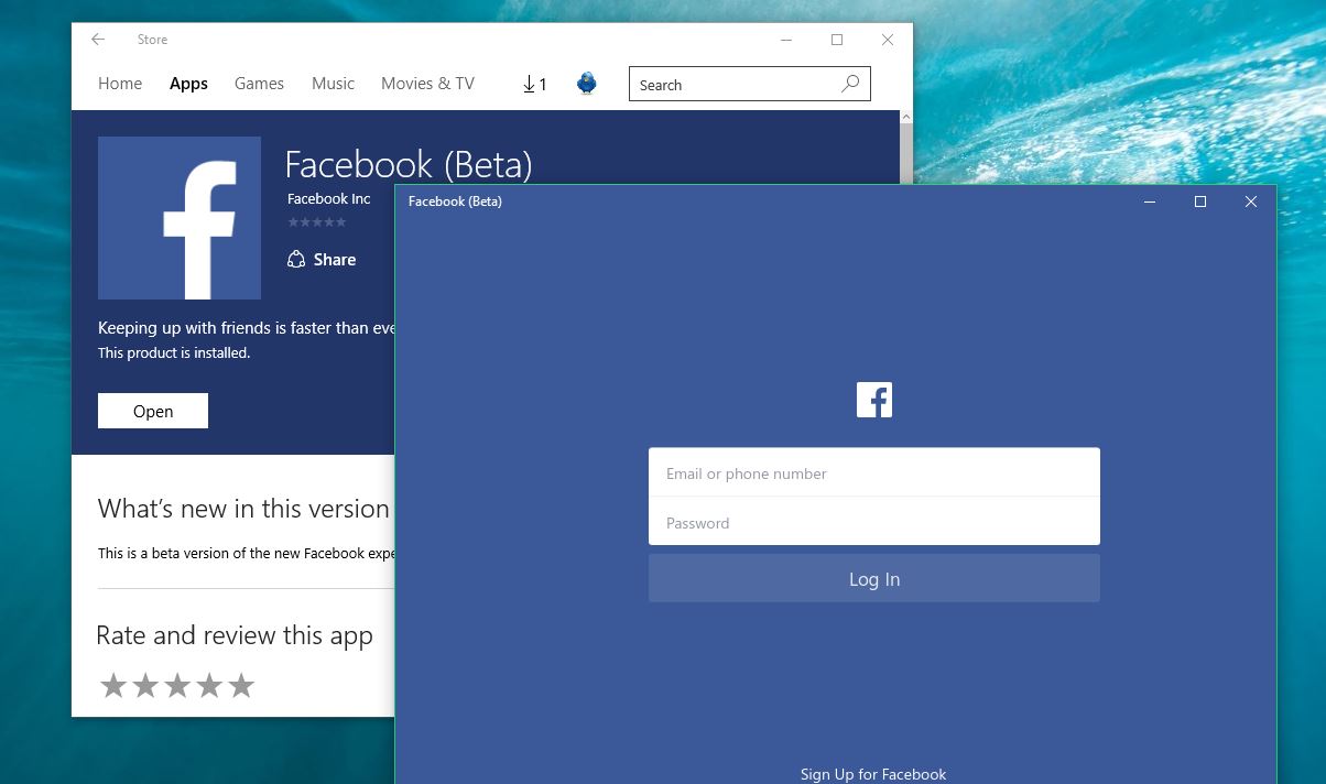 Facebook App Windows 10