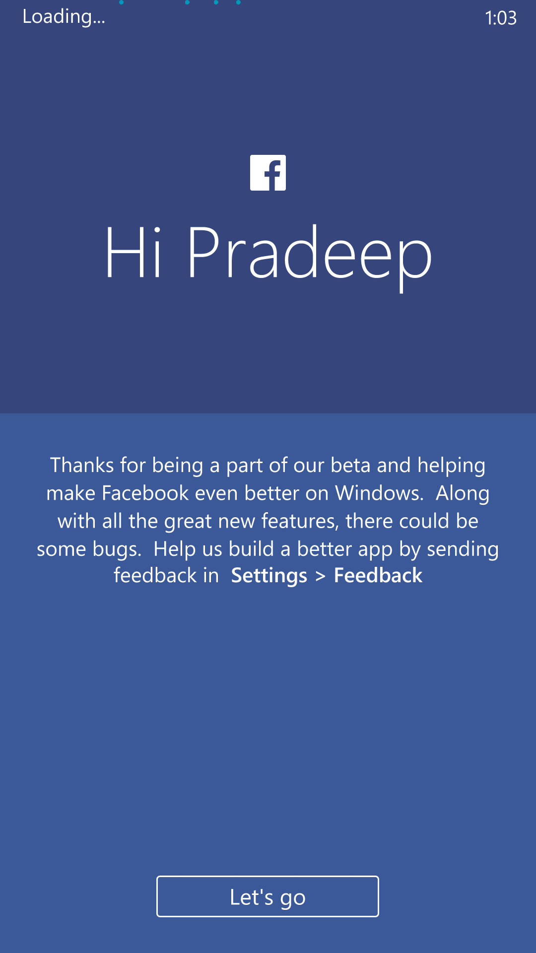 Facebook Beta App Windows Mobile 10