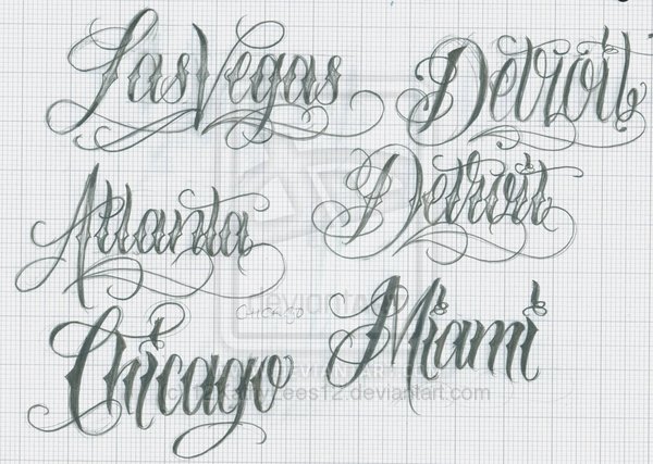 Filigree Lettering Tattoo Designs