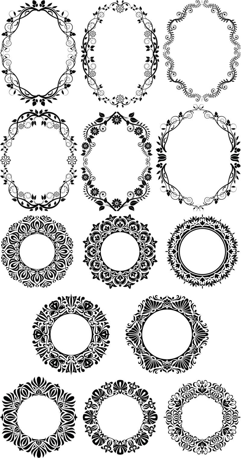 Floral Decorative Vector Round Frames