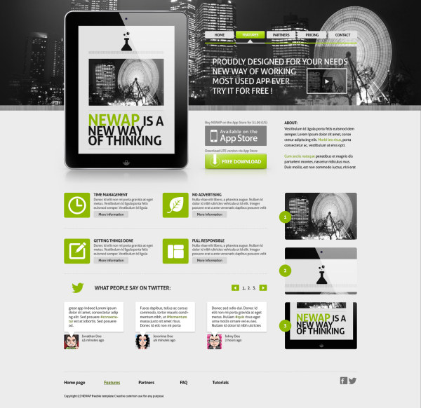 Free App Website Template PSD