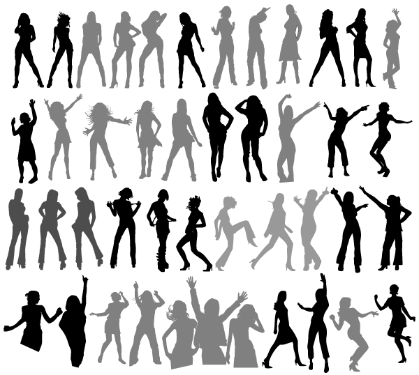 Free Vector Silhouettes Girls Dancing