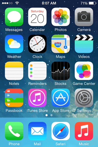 iPhone iOS 8 Home Screen