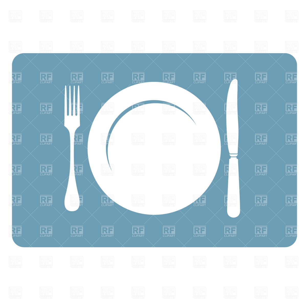 Plate with Fork and Knife Clip Art
