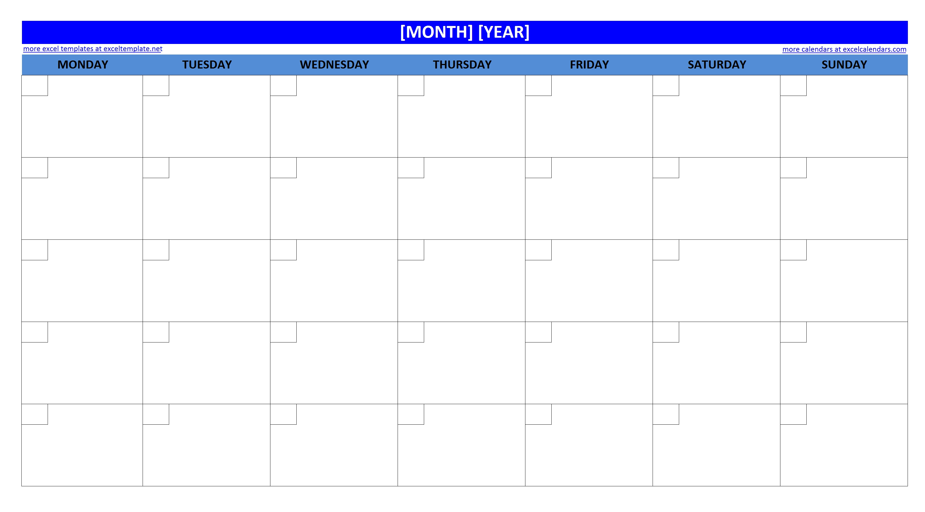 Printable Blank Monthly Calendar Template