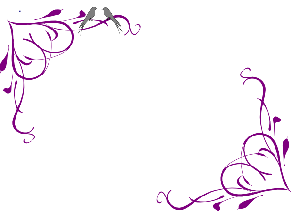 Purple Flower Corner Border Clip Art