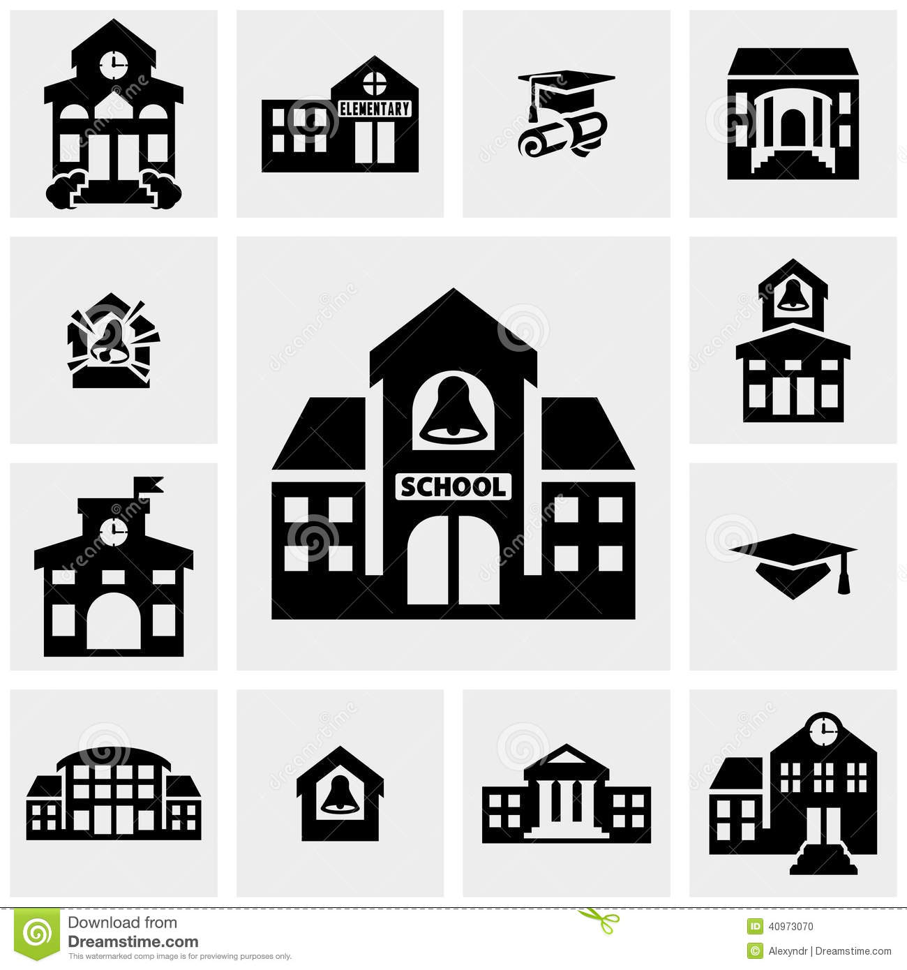 School Building Silhouette Clip Art