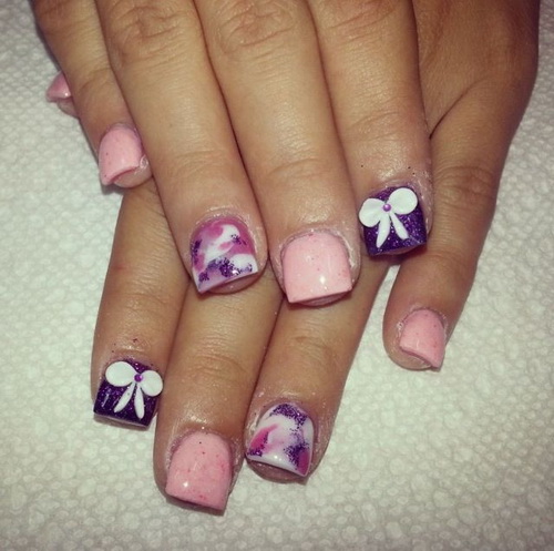 Short Acrylic Nails with Bows