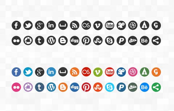 15 Individual Social Media Icons PSD Images