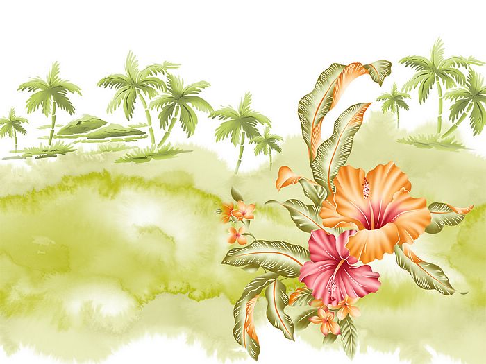 Tropical Flower Art Wallpaper