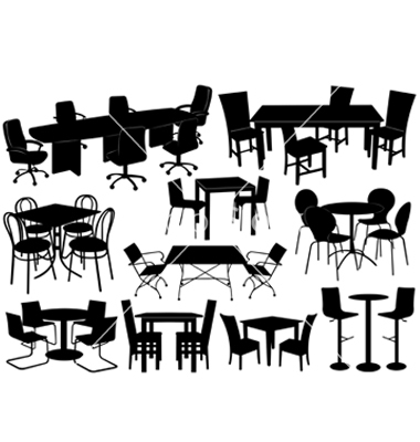 14 Tables And Chairs Vector Silhouettes Images