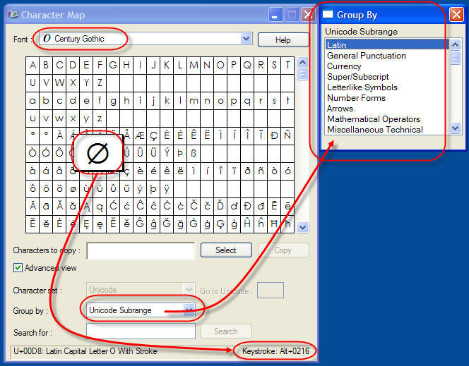 Alt Characters Keyboard Symbol for Diameter