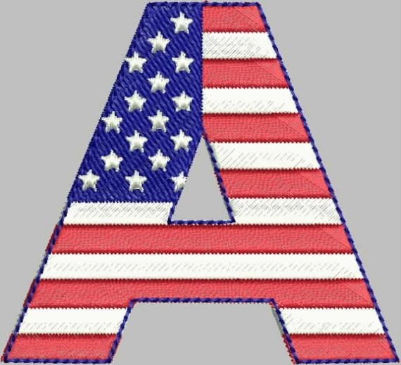 American Flag Machine Embroidery Alphabet Fonts