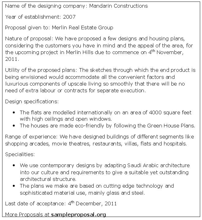 Architectural Design Proposal Sample Architectural Design Proposal Sample