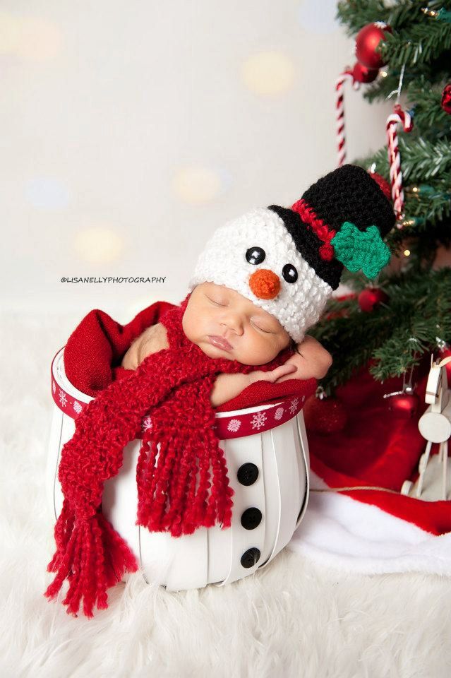 Baby Christmas Crochet Snowman Hat