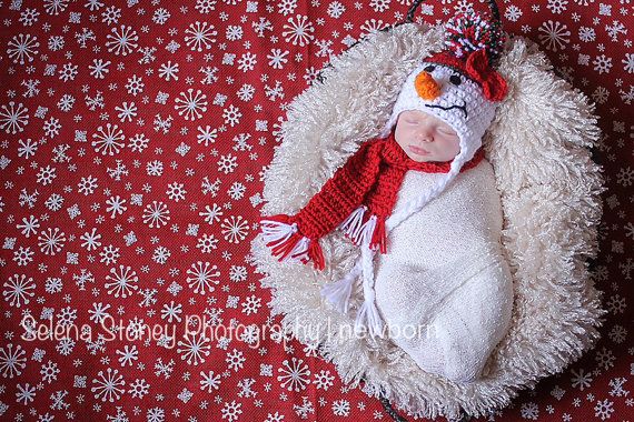 Baby Christmas Crochet Snowman Hat