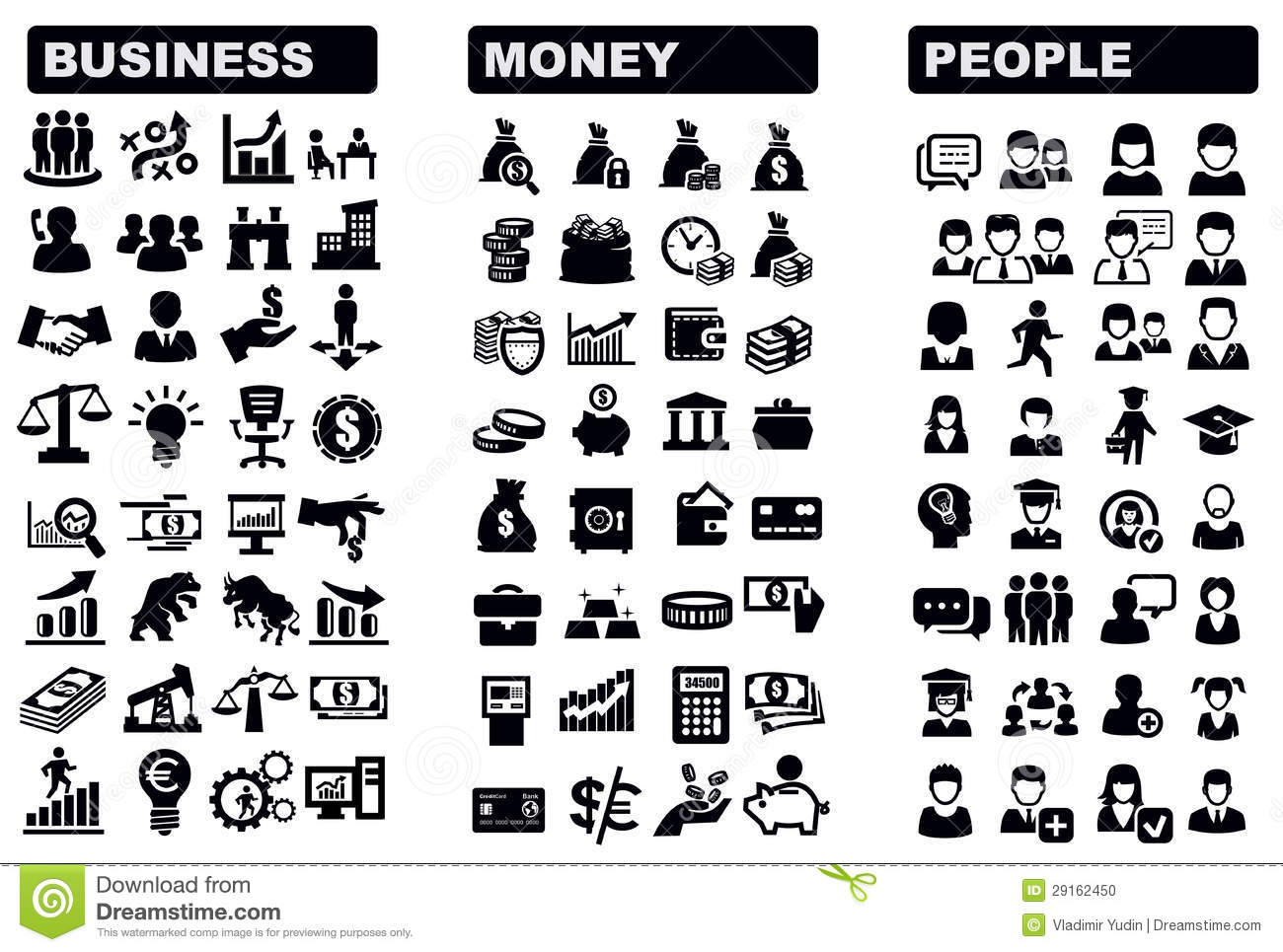 Black and White Business People Icons