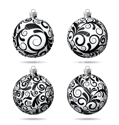 Black and White Christmas Ball Vector