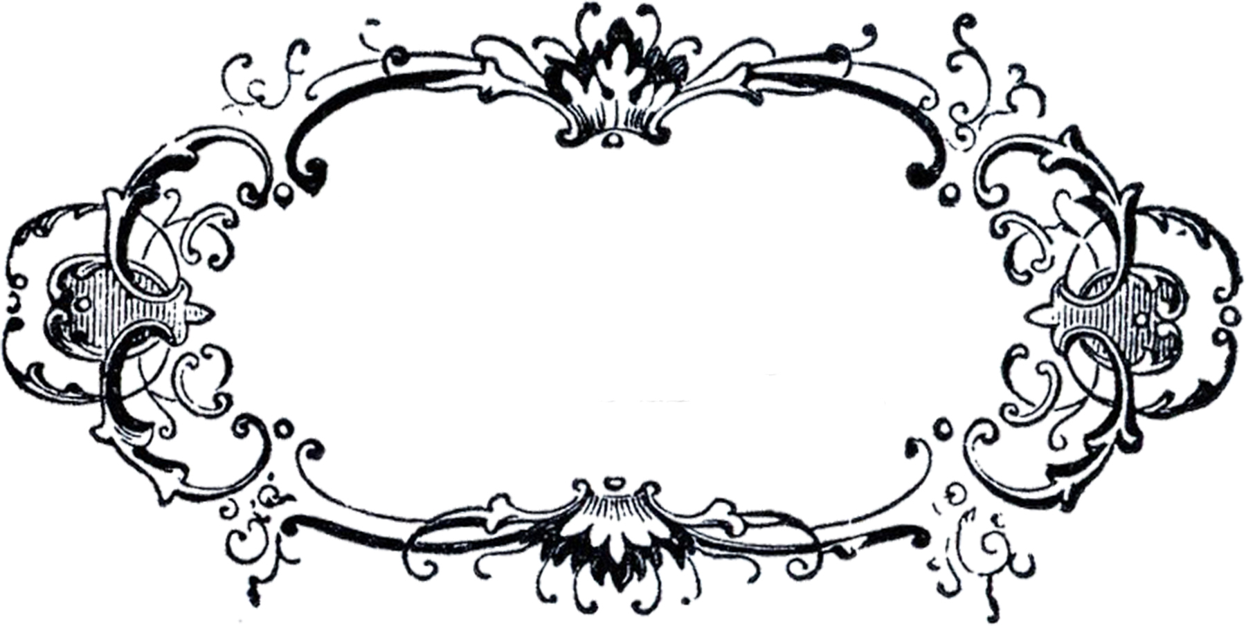 Black and White Fancy Label Clip Art