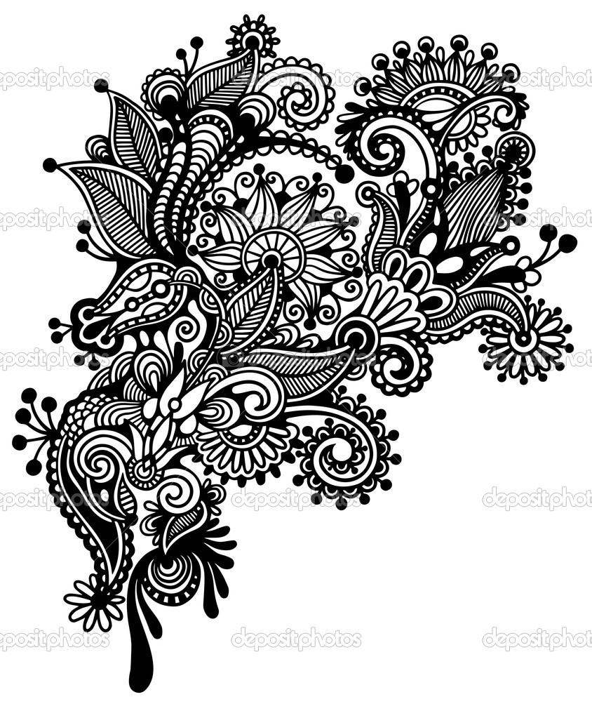 Black and White Flower Design Drawing